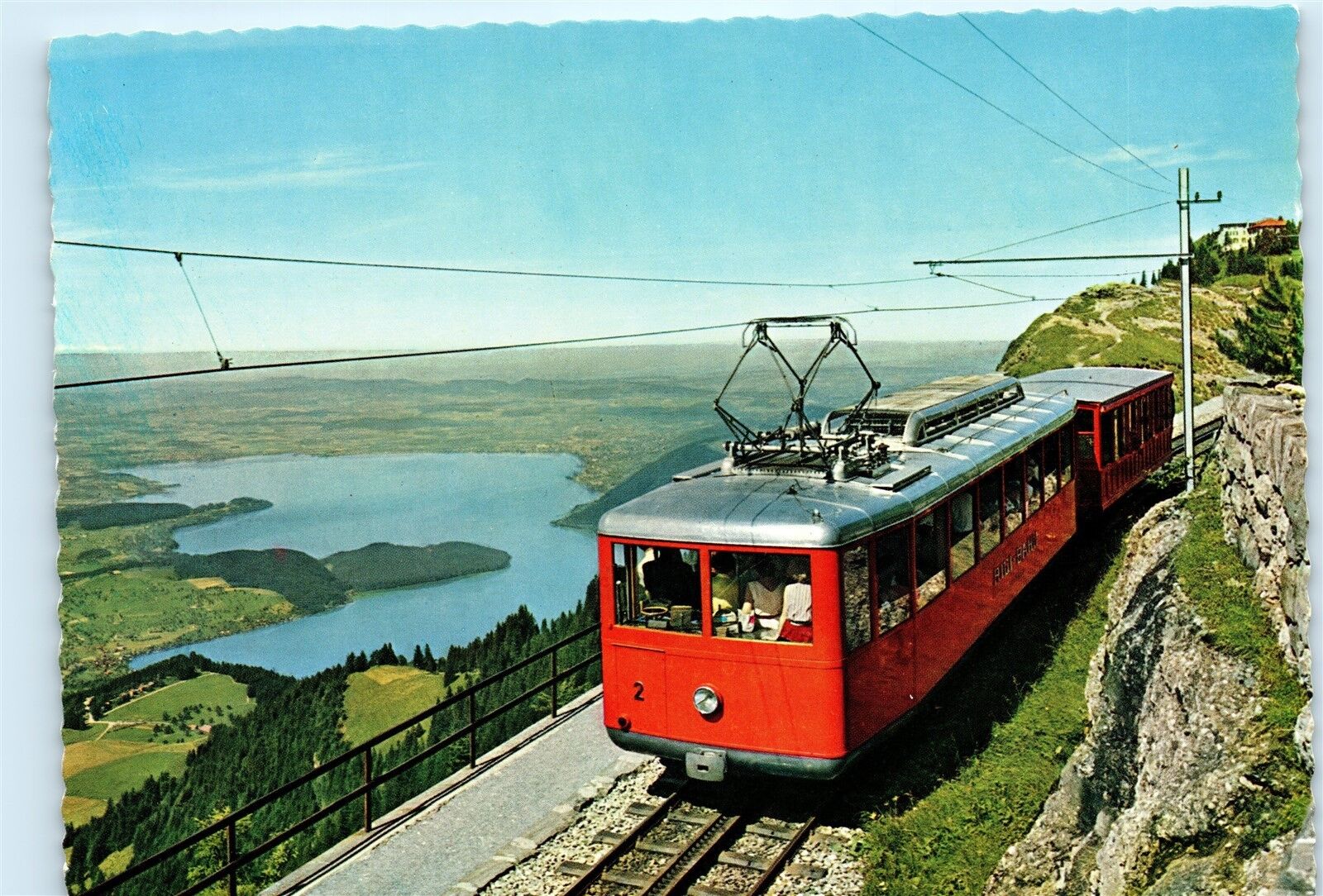   Rigi Vitznau Rigi Bahn und der Zuger See 4x6 Postcard A49
