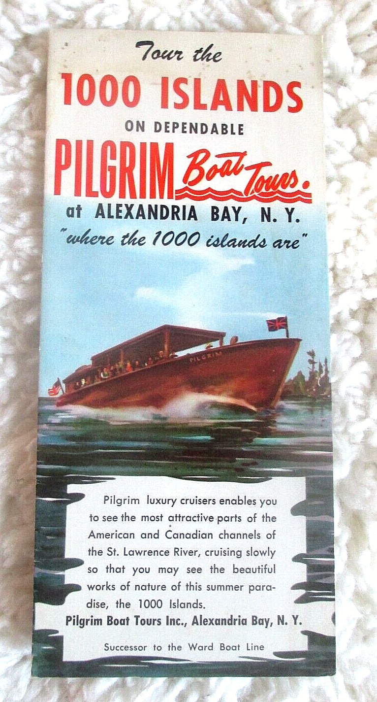 Vintage 1960\'s Pilgrim Boat Tours 1000 Islands Alexandria Bay N.Y. brochure