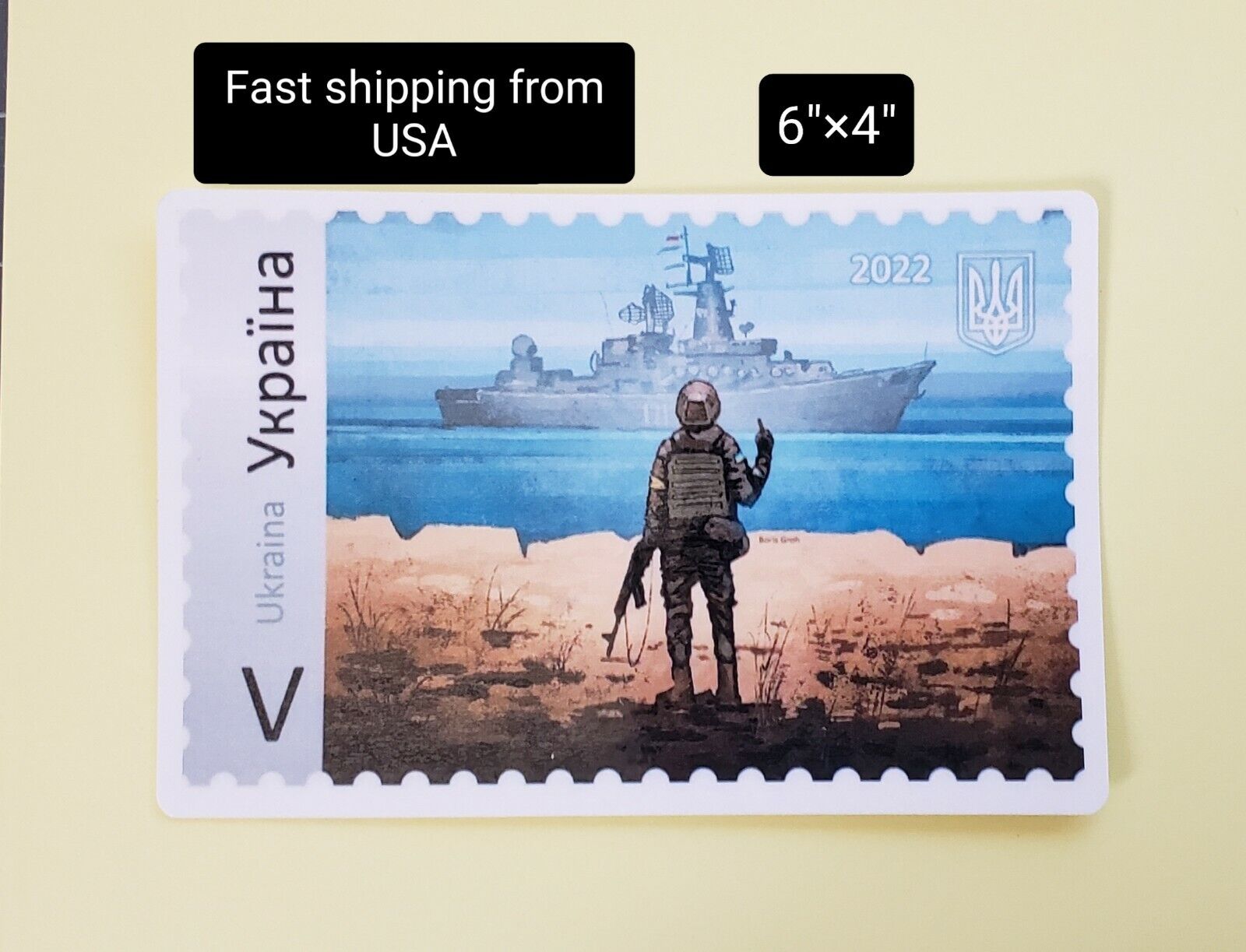 2 in 1 pack russian warship go f yourself Ukrainian Patriotic Waterproof Sticker