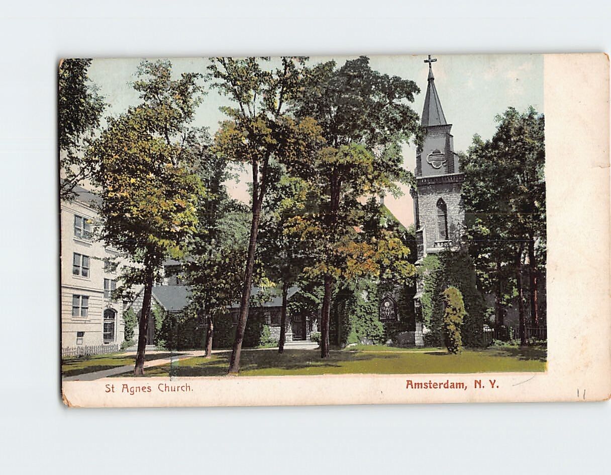 Postcard St. Agnes Church Amsterdam New York USA