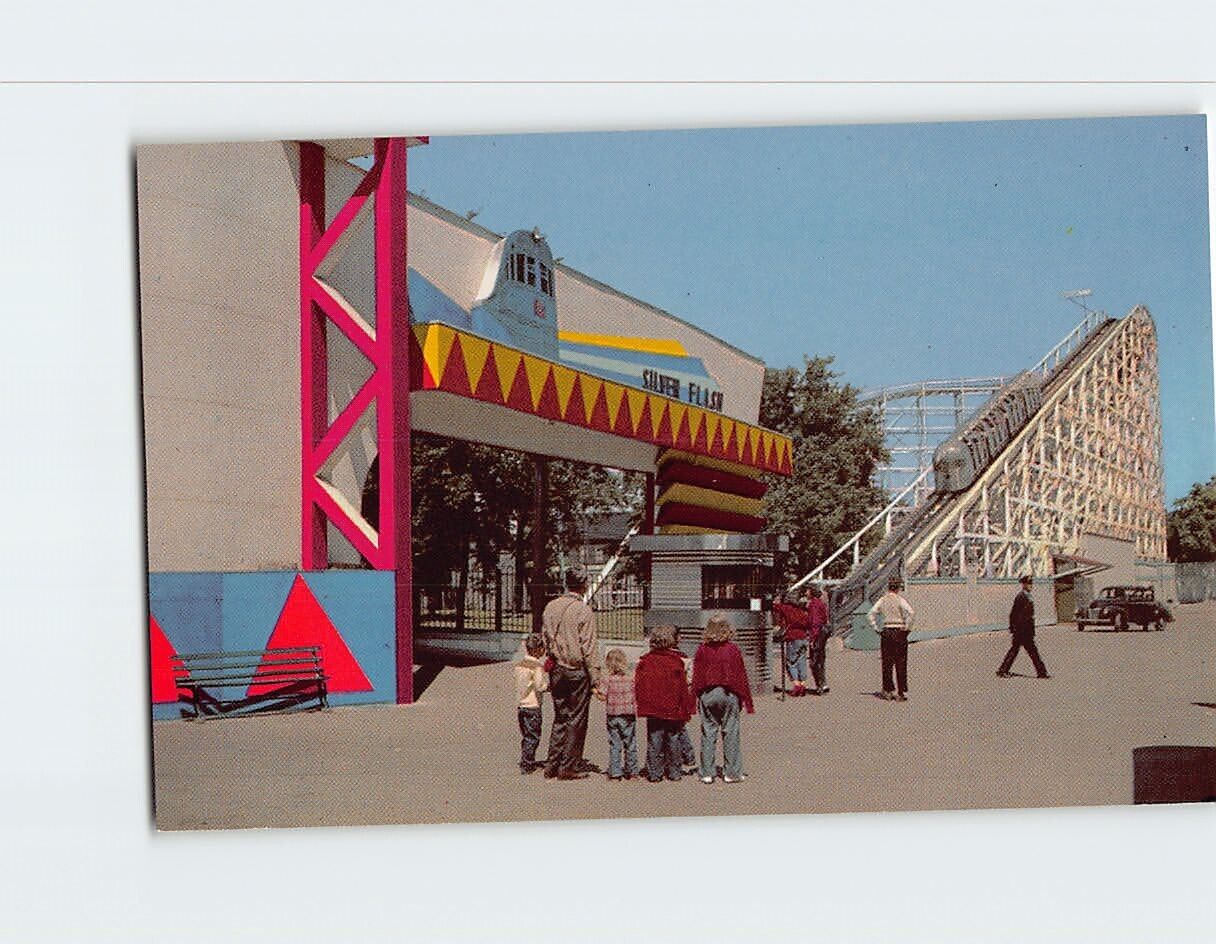 Postcard Silver Flash Riverview Amusement Park Chicago Illinois USA