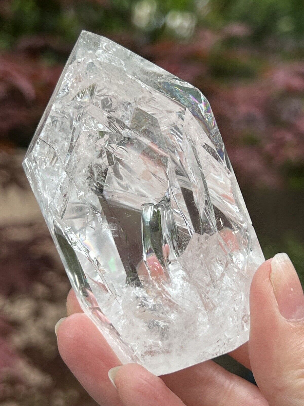 Fire And Ice Clear Quartz With Rainbows Brazilian AAA+ 214g 80