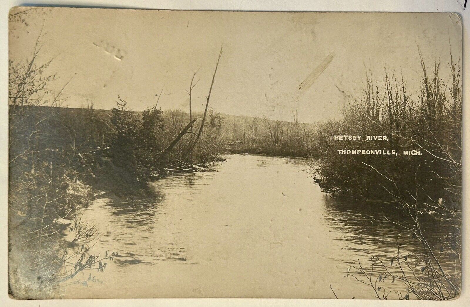 Betsey River. Thompsonville Michigan. Real Photo Postcard. 1910.