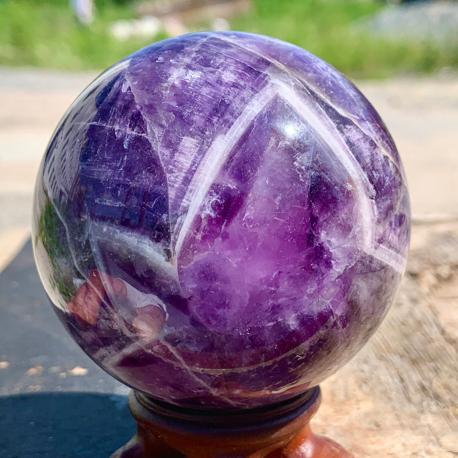 462G Natural beautiful Dream Amethyst Quartz Crystal Sphere Ball Healing