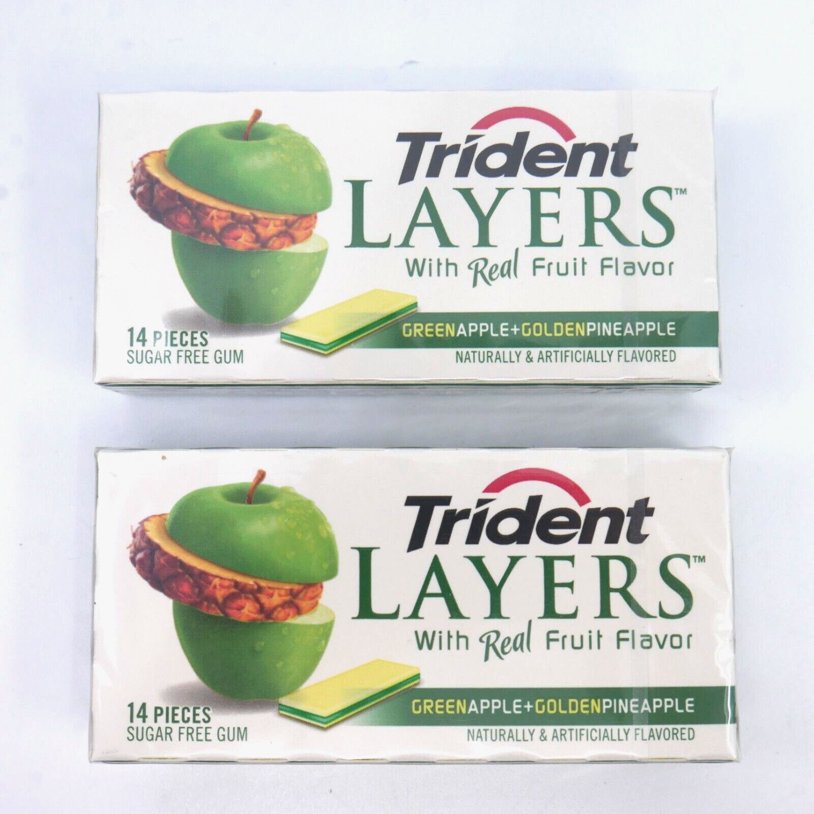 2 packs Trident Layers Green Apple + Golden Pineapple GUM *Collectible* sealed