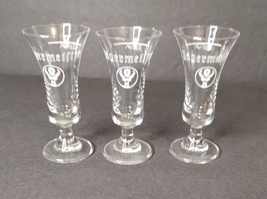 Set Of 3 Jagermeister Stemmed 2cl Cordial Shot Glasses 3.75 Inches Tall