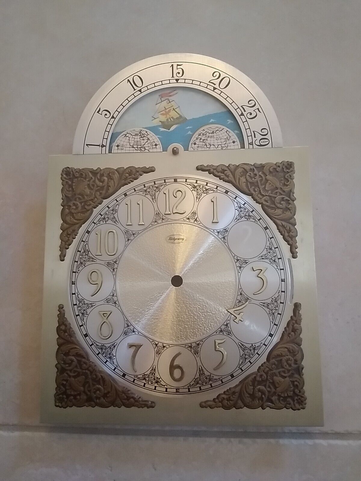 Vintage Ridgeway Urgos Grandfather Clock Face with Moon Dial