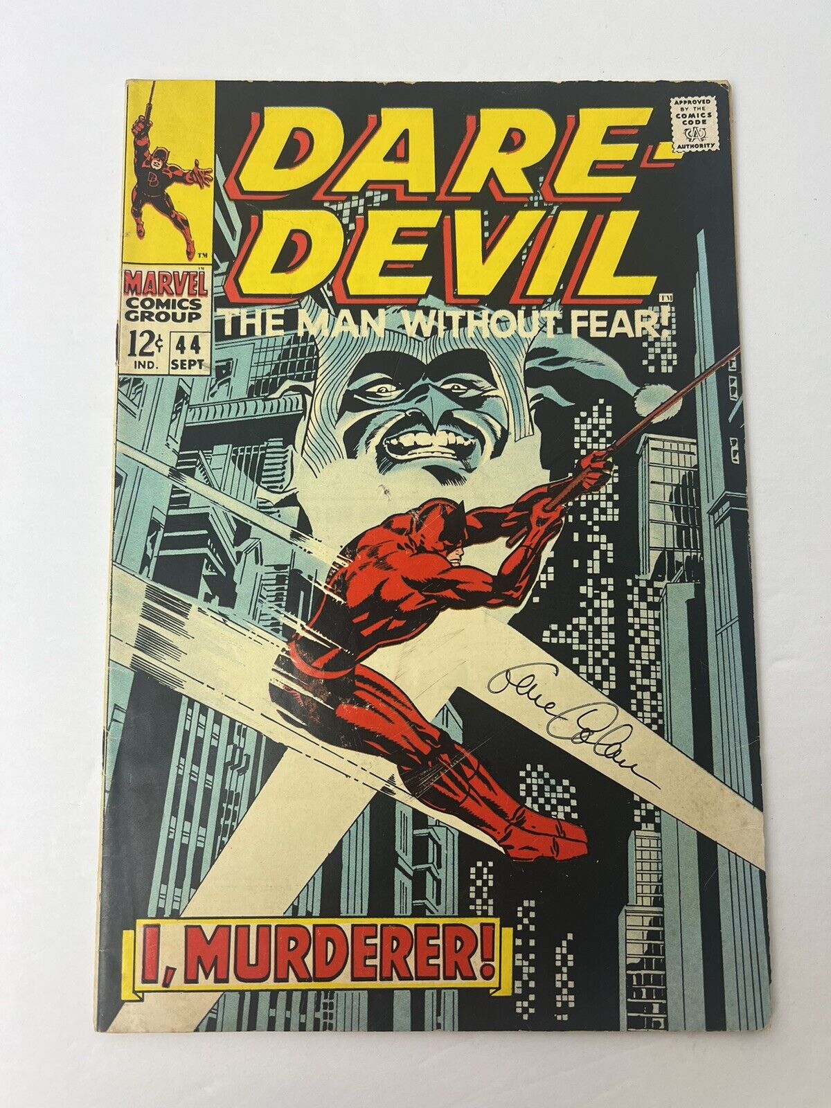 Daredevil The Men Without Fear #44 Marvel Comics 1968 Signed By Gene Colan