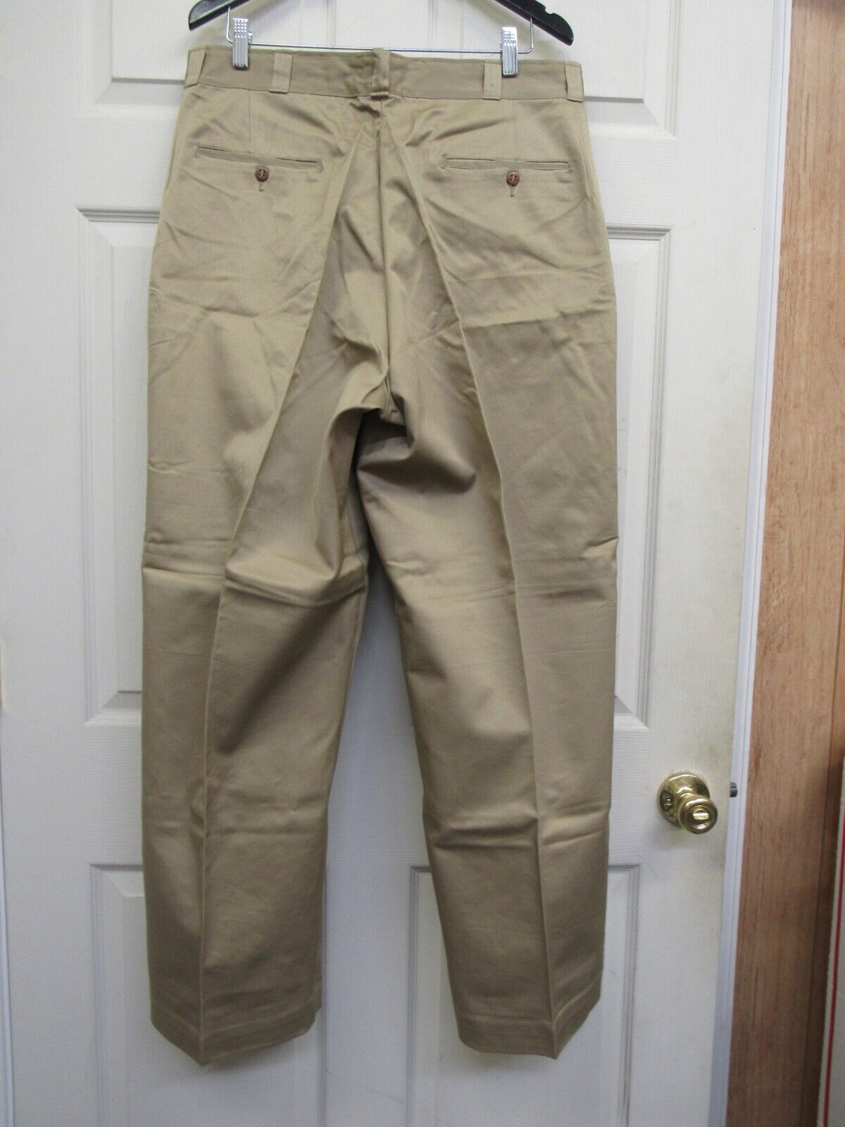 Post WW2 US Army Khaki Chino Trousers Pants Button Fly 1953 New Old Stock 36 x31
