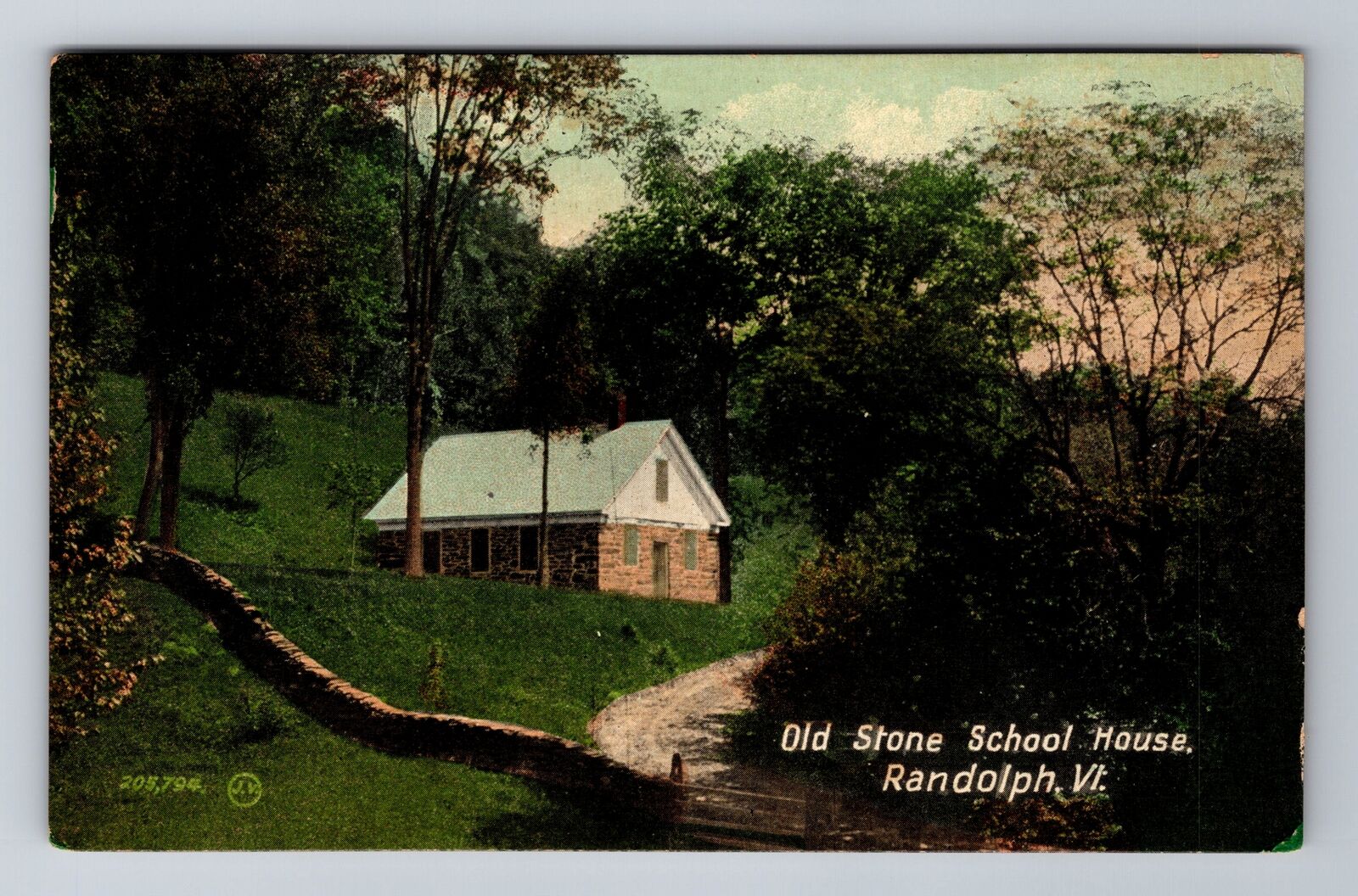 Randolph VT-Vermont, Old Stone School House, Antique Vintage Souvenir Postcard