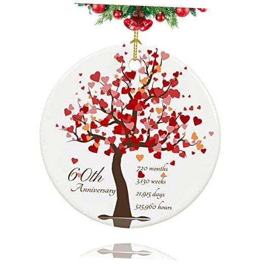 Ornament, Gifts for 60th Wedding Anniversary, 60 Year 60th Anniversary