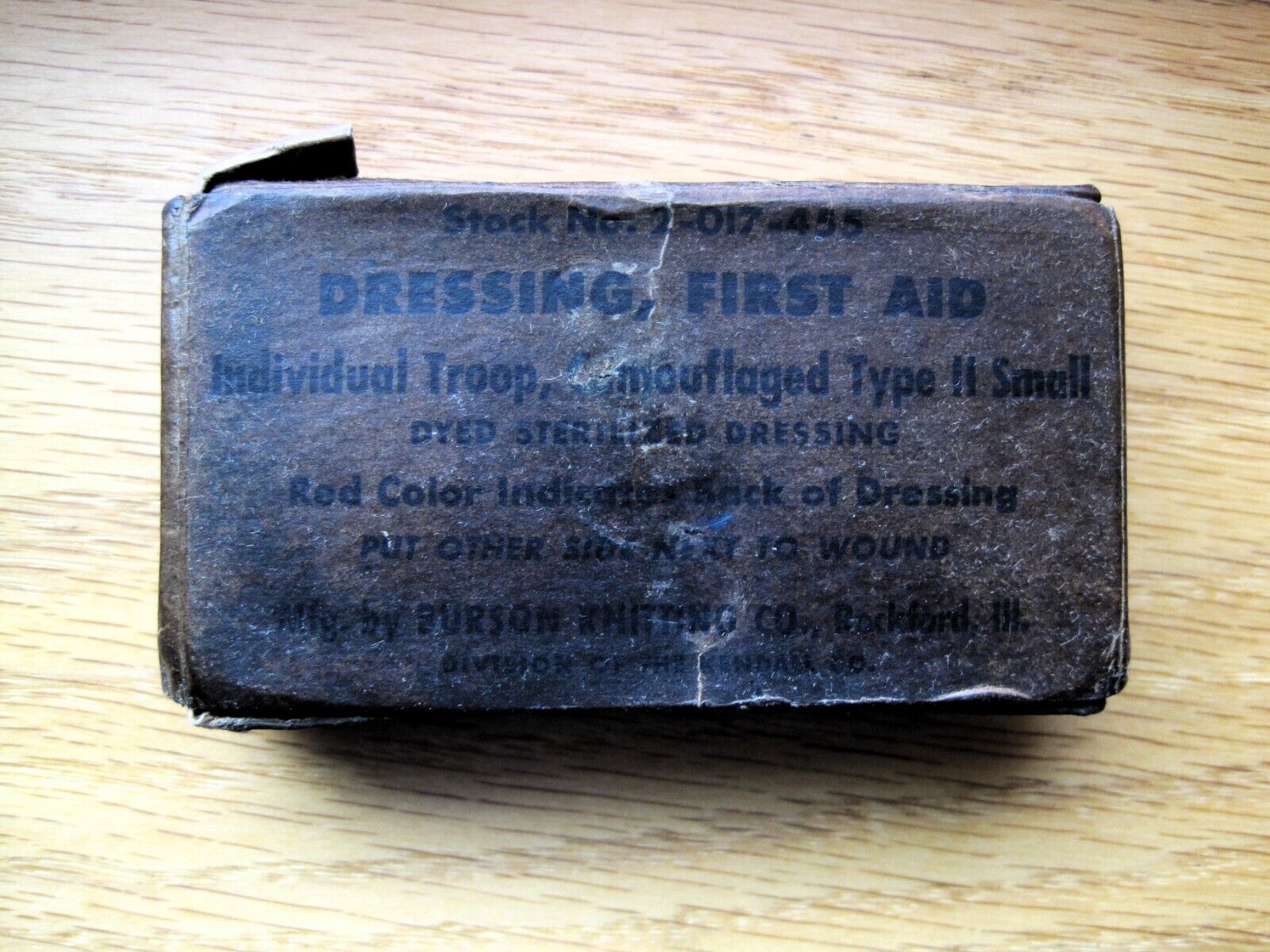 Vintage WWII U.S. Later War Waxed Cardboard First-Aid Packet