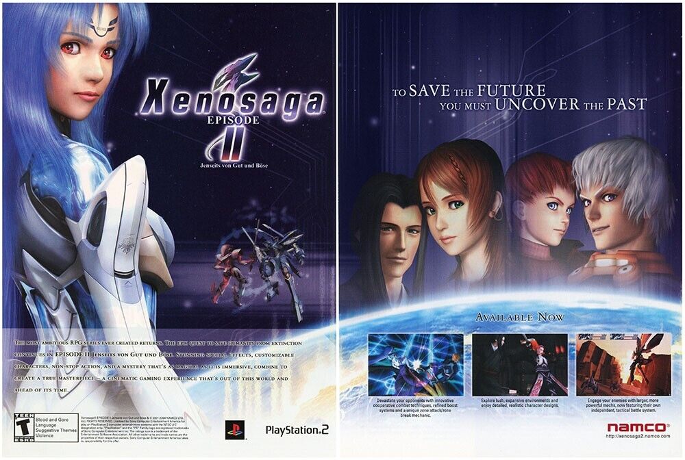 Xenosaga Episode 2 PS2 Original 2004 Ad Authentic Video Game Promo v1