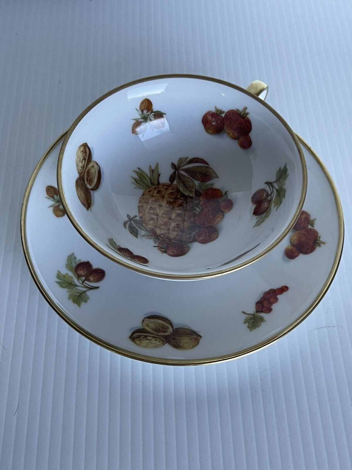 Winterling Four Footed Cup Saucer Fruit Nuts Gold Trim Bavaria Germany RARE #44