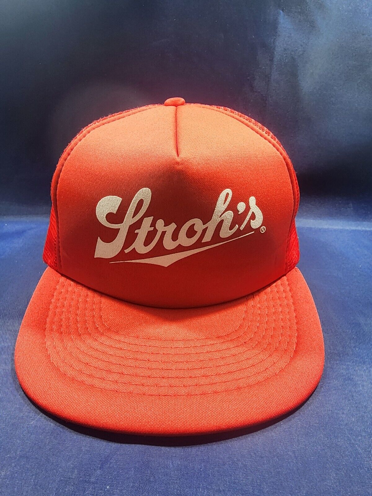 Vintage Stroh's Beer Designer Pro Hat Red Trucker Mesh Cap Snapback Cap