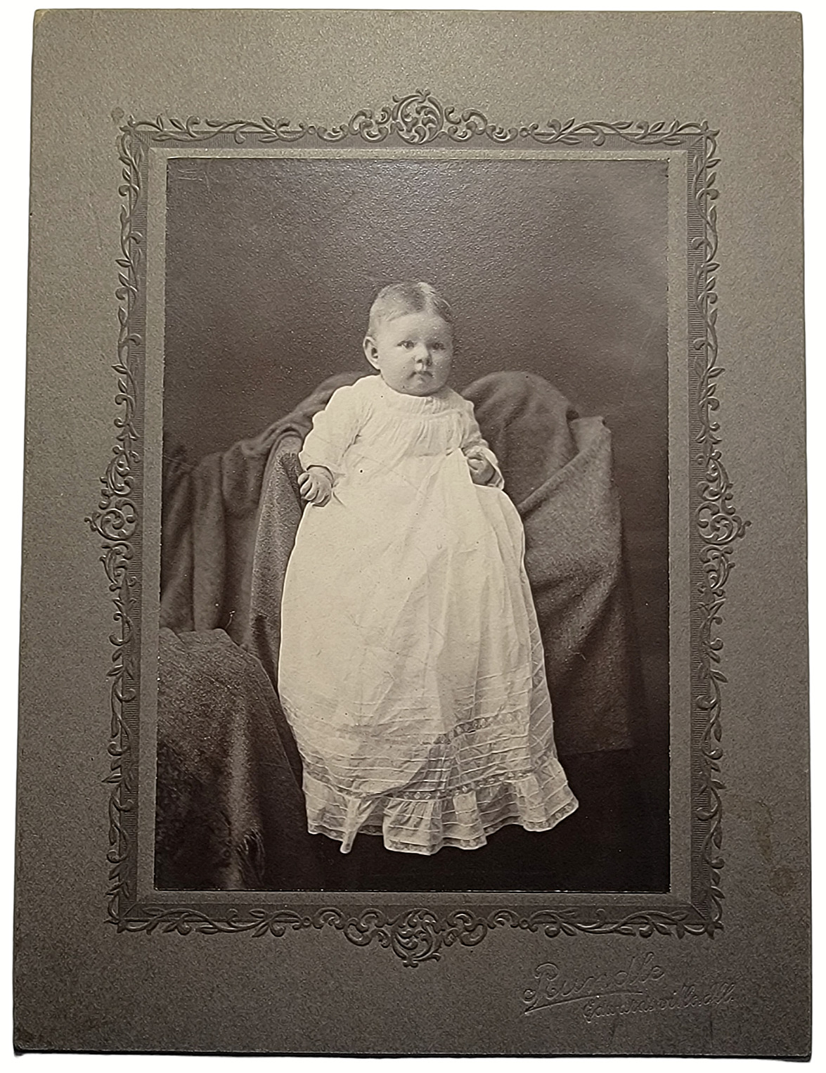 Edwardsville IL-Illinois, Baby Girl In White Dress, Portrait, Antique Photograph