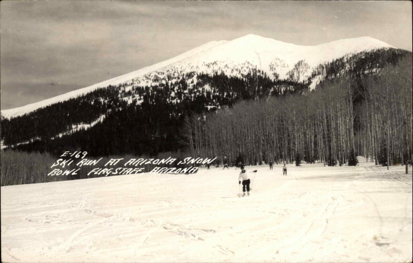 Flagstaff Arizona AZ Snow Bowl Ski Run Skiing Vintage Real Photo Postcard