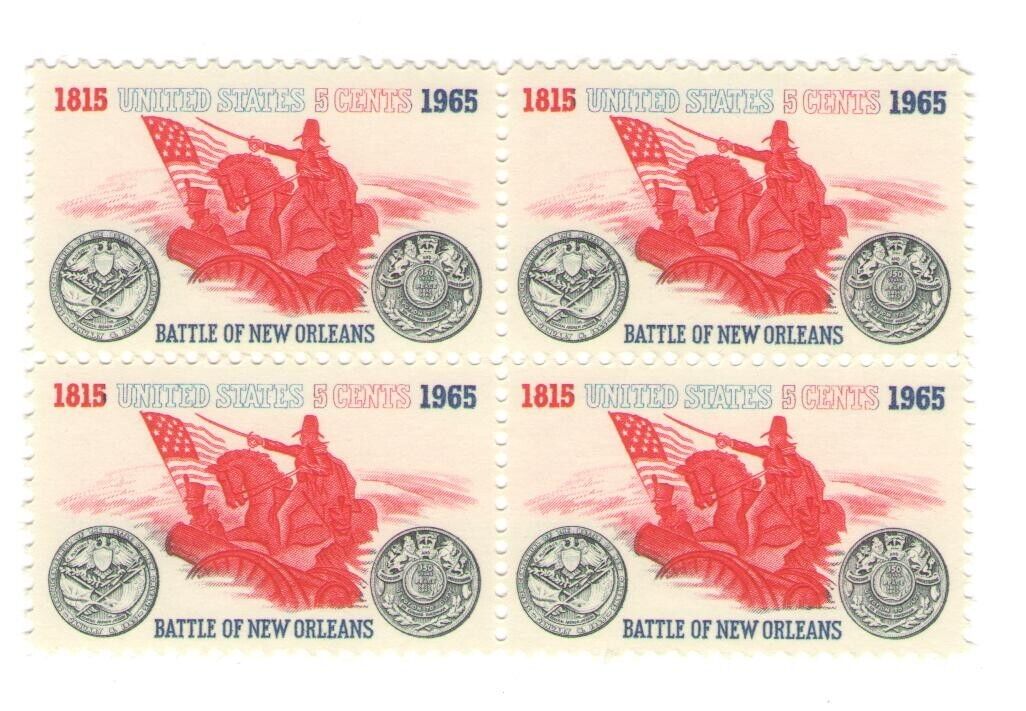 Battle of New Orleans Andrew Jackson 58 Year Old Mint Vintage Stamp Block 1965