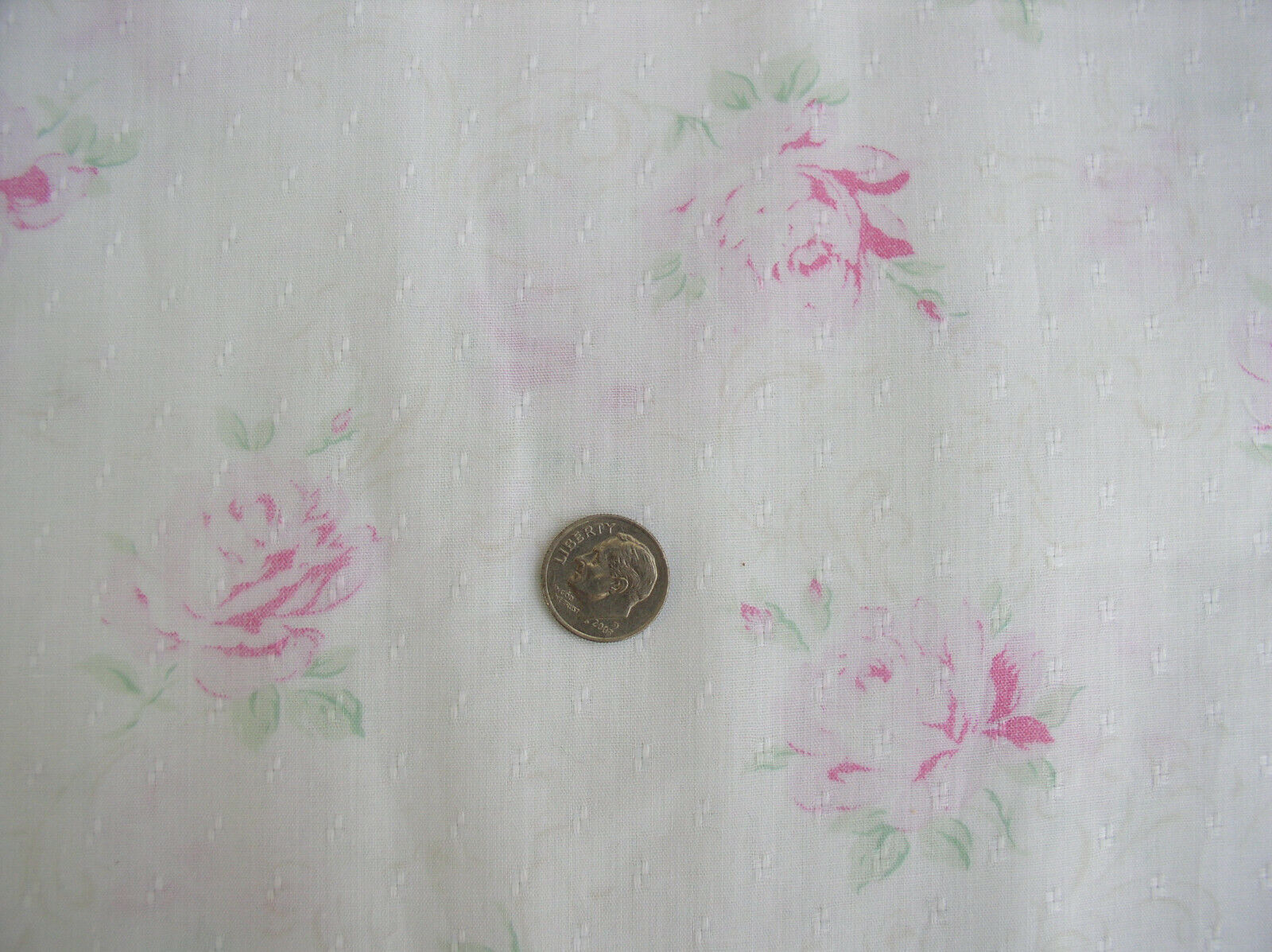 Yuwa Fabric Antique French Ethereal Faded Pink Roses White Dobby Cotton Fabric