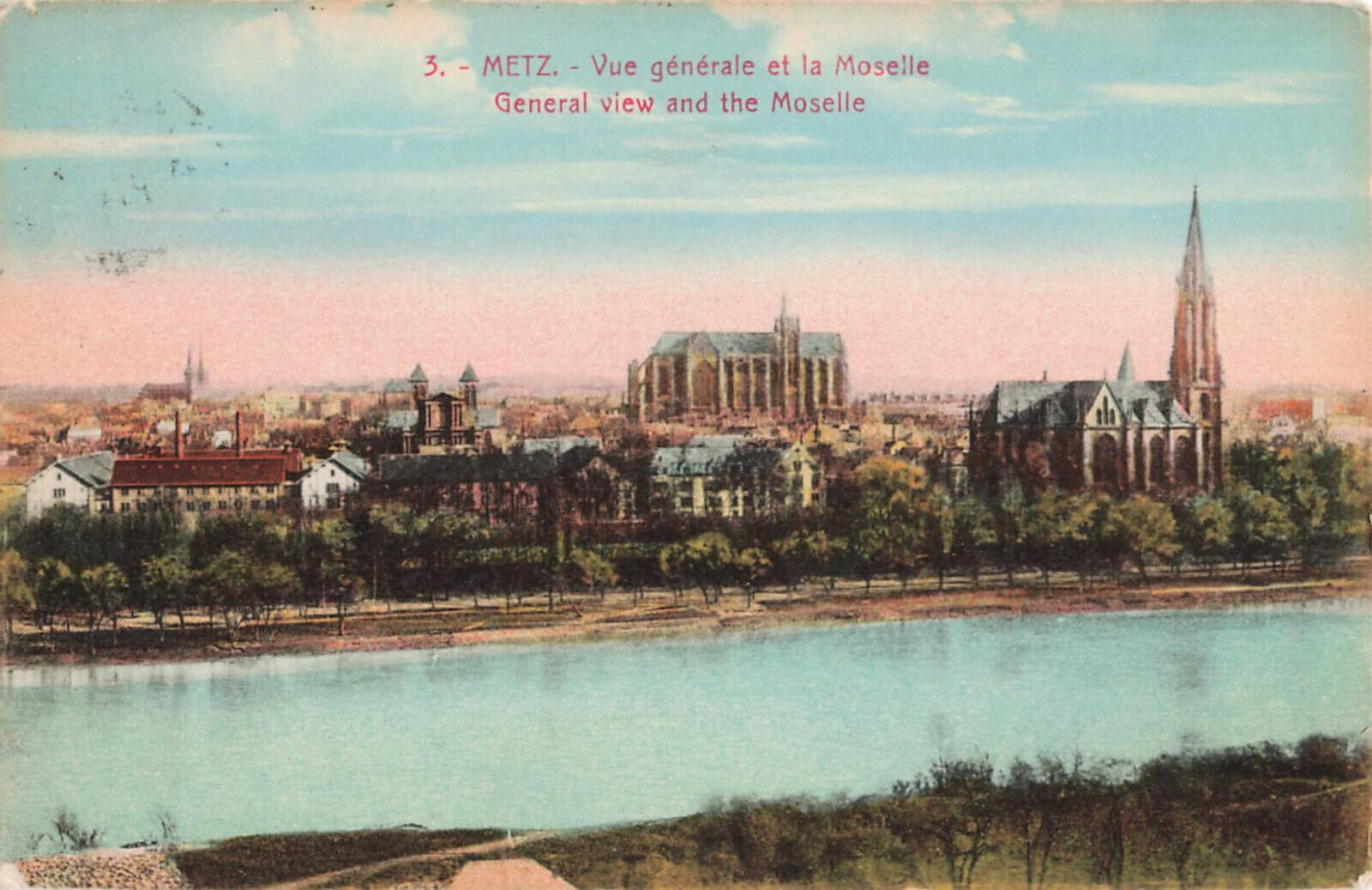 Metz General View and the Moselle 3 Strasbourg  Postcard