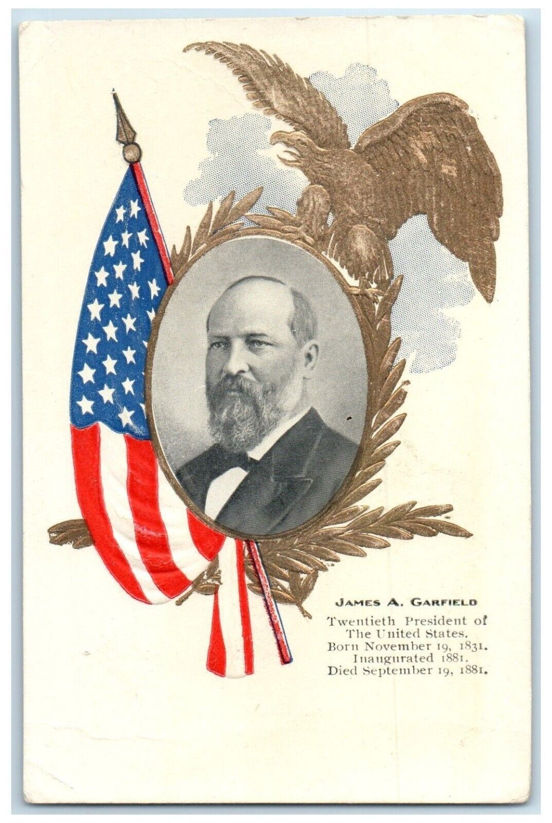 c1905 James A. Garfield Twentieth President Of United States Embossed Postcard