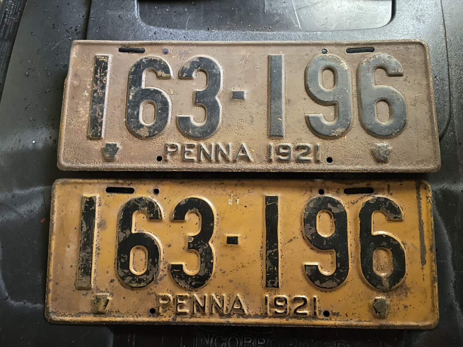 1921 PENNSYLVANIA LICENSE PLATES 163 196
