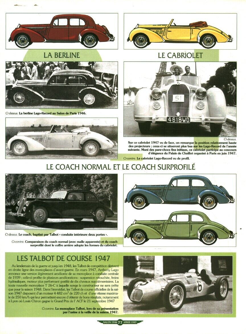 1947 Talbot Antique Automobile Magazine Ad