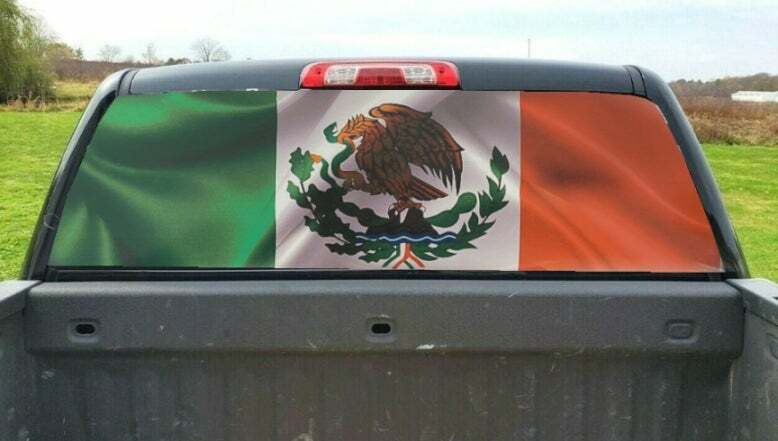 Truck Rear Window Decal Full Color High Res Mexican Flag Vinyl Wrap 