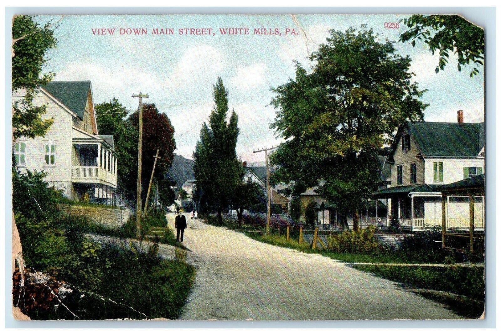 c1910\'s View Down Main Street White Mills Pennsylvania PA Antique Postcard