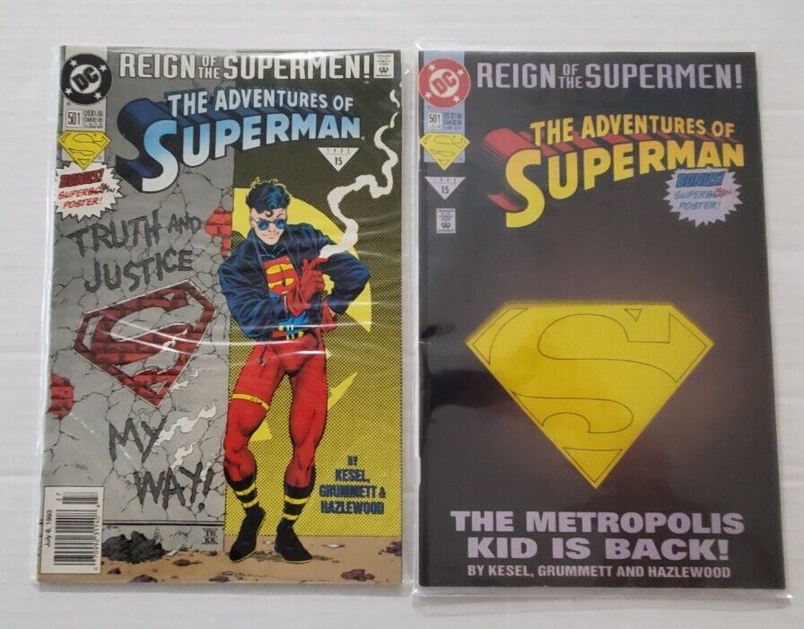 The Adventures of Superman Issue 501 Vintage Variant Covers DC Comics 1993