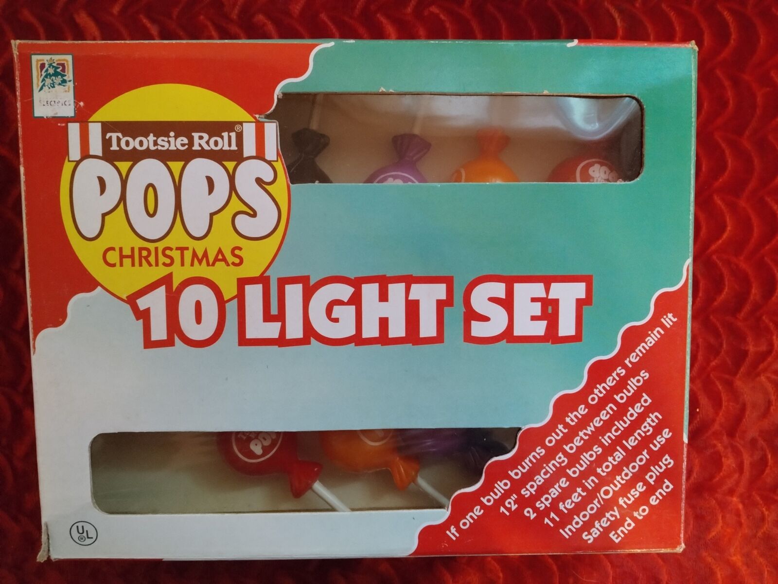 VINTAGE CANDY TOOTSIE ROLL POPS SUCKER CHRISTMAS LIGHTS - STRING OF 8 SUPER CUTE