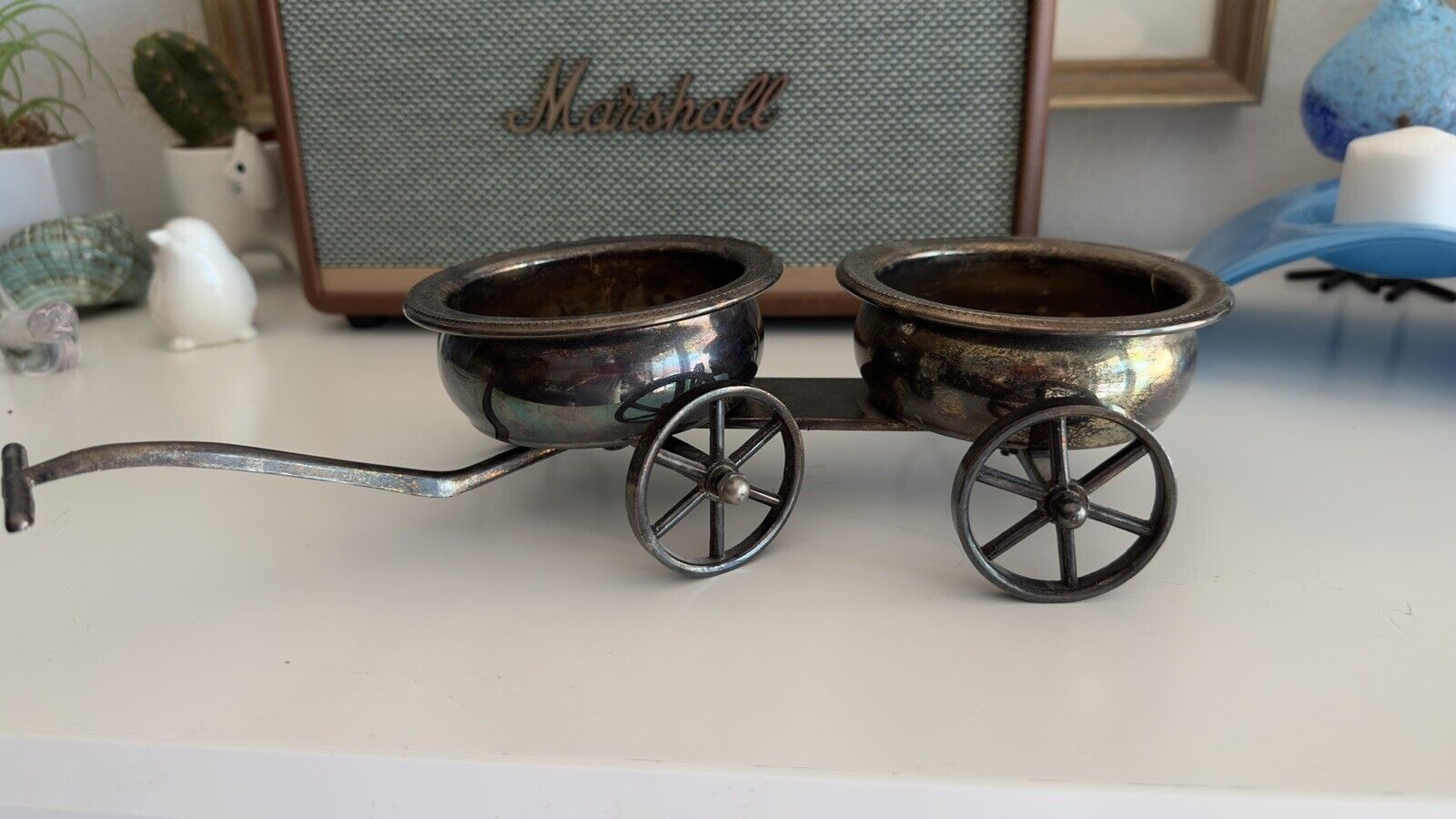 Vintage Victorian Silver Plated Wine Trolley Wagon
