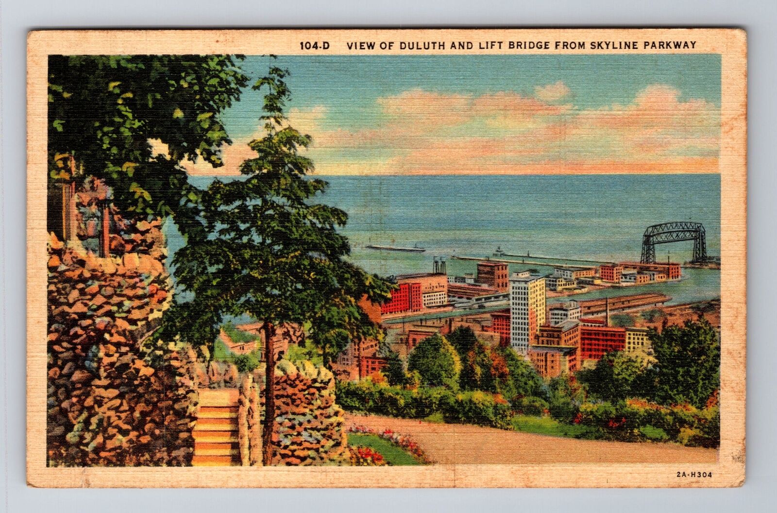Duluth MN-Minnesota, Lift Bridge From Skyline, Antique, Vintage c1941 Postcard