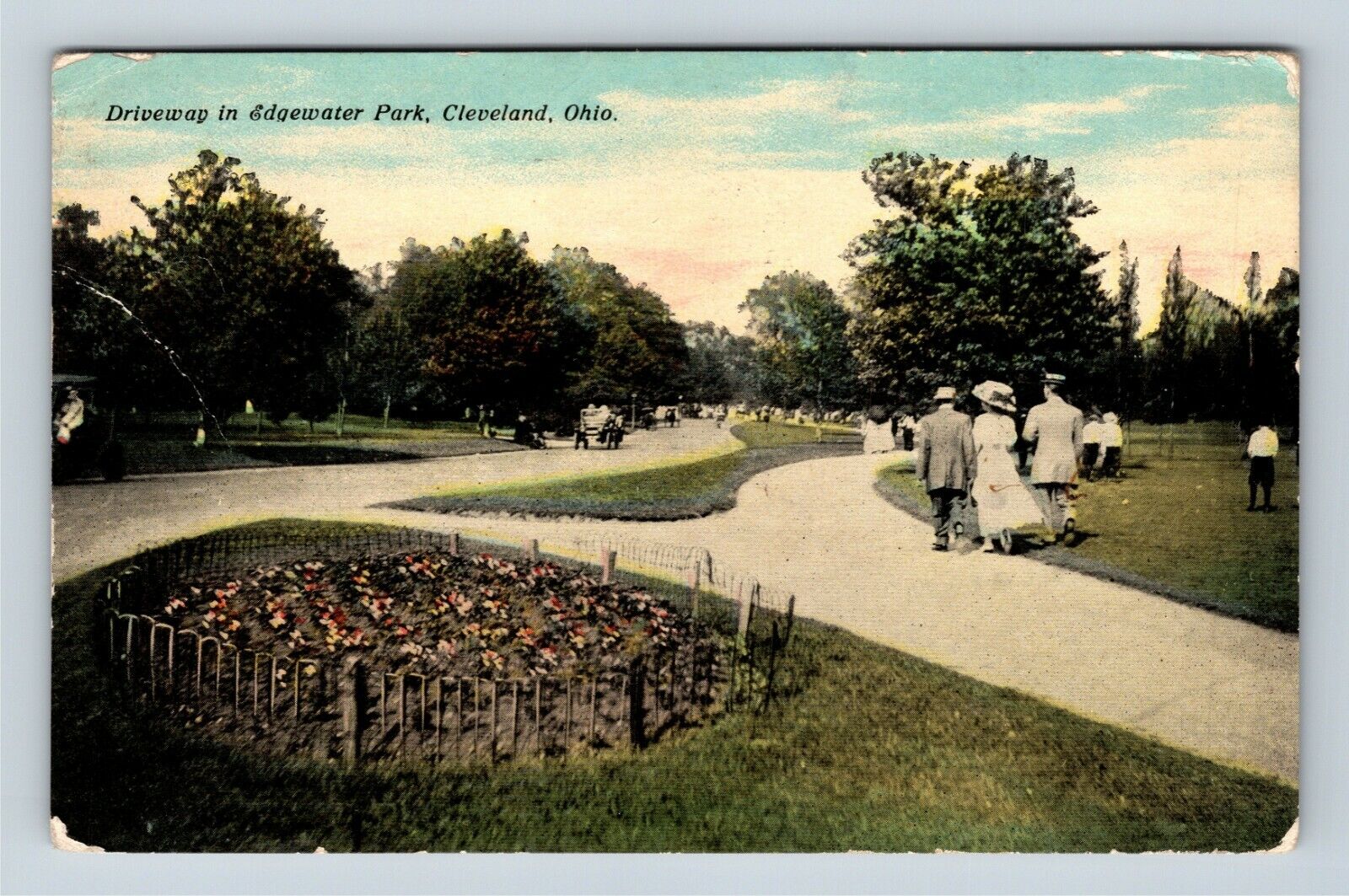 Cleveland OH, Edgewater Park, Walkway Driveway Gardens Ohio Vintage Postcard