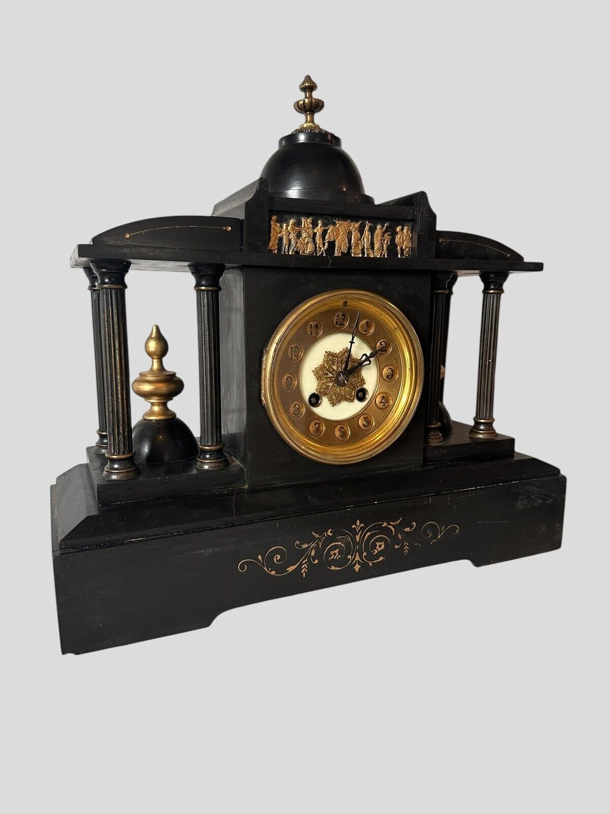 Outstanding Antique Victorian Slate Architerctural Striking Clock