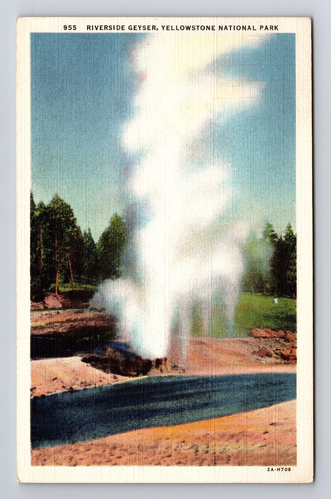 Yellowstone National Park WY-Wyoming, Riverside Geyser, Vintage Postcard