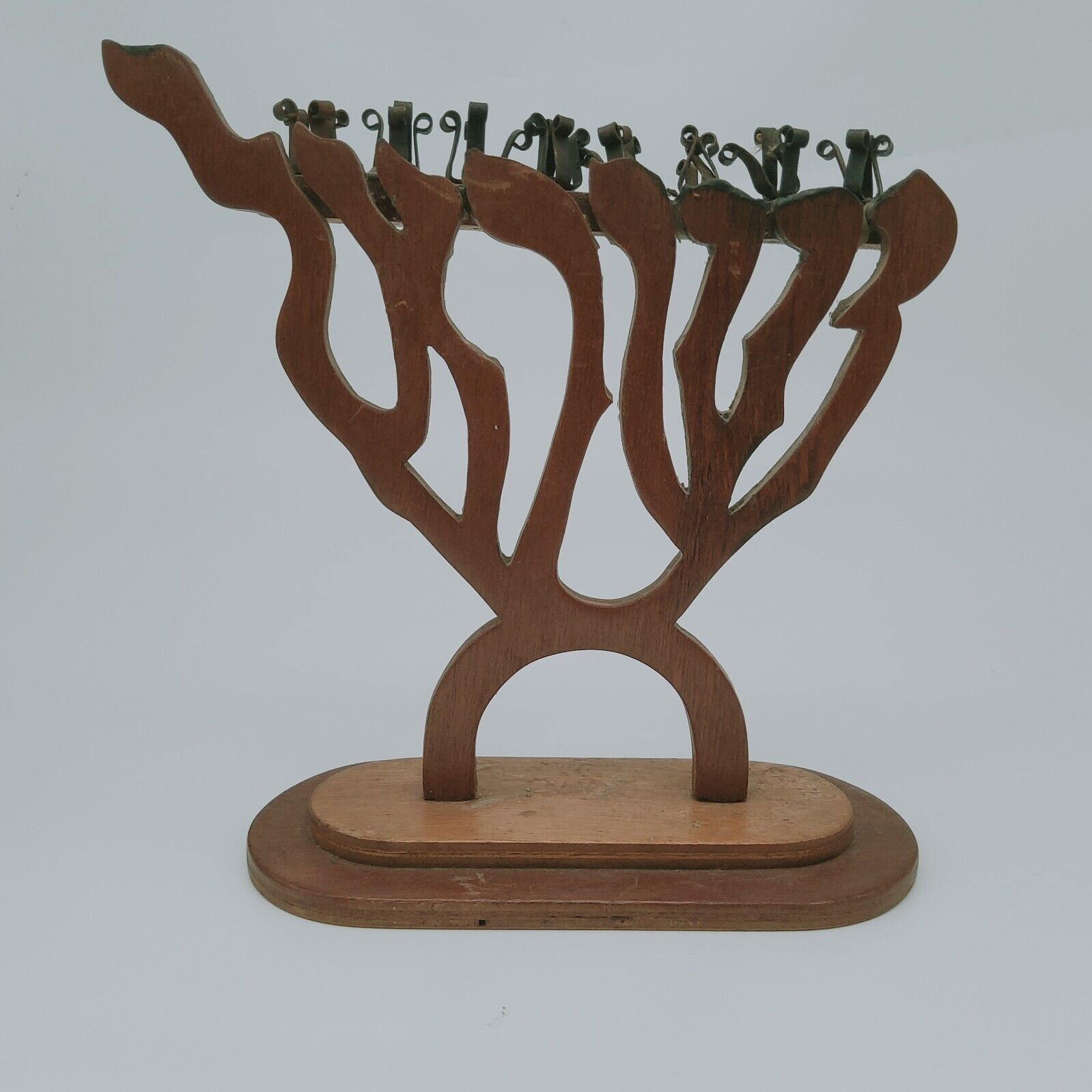 GORGEOUS Vintage Wooden Hanukkah Menorah - Made in Israel