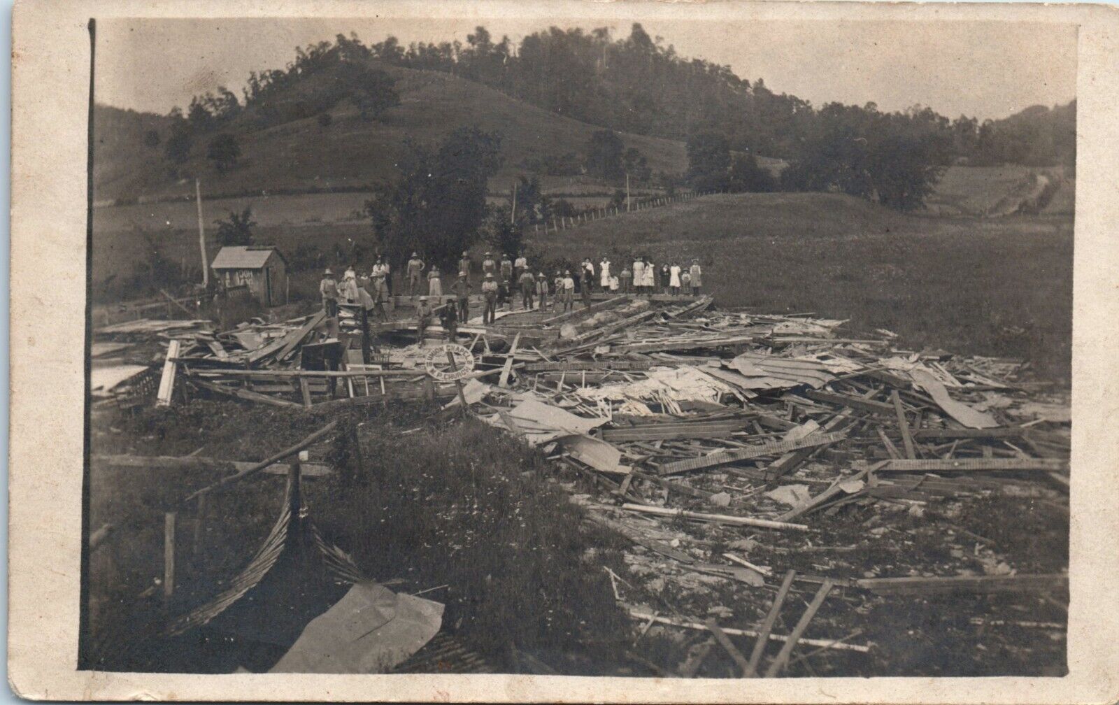 1912 Union Chapel Ruins Otsego OH Cyclone Natural Disaster RPPC Photo Postcard