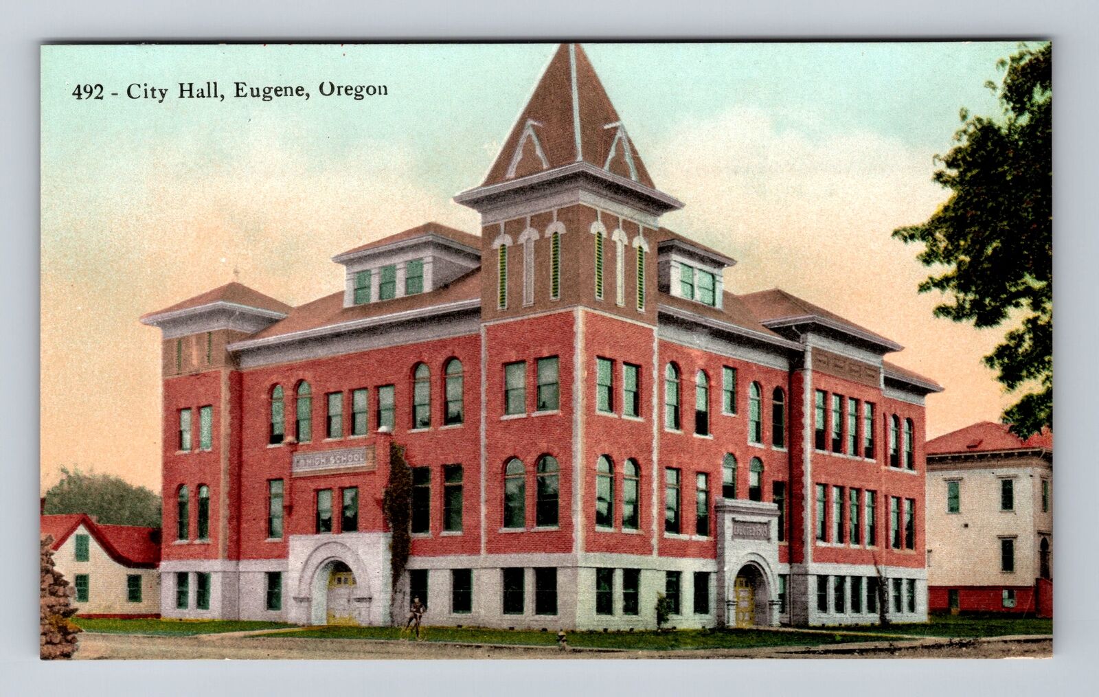 Eugene OR-Oregon, City Hall, Antique, Vintage Postcard