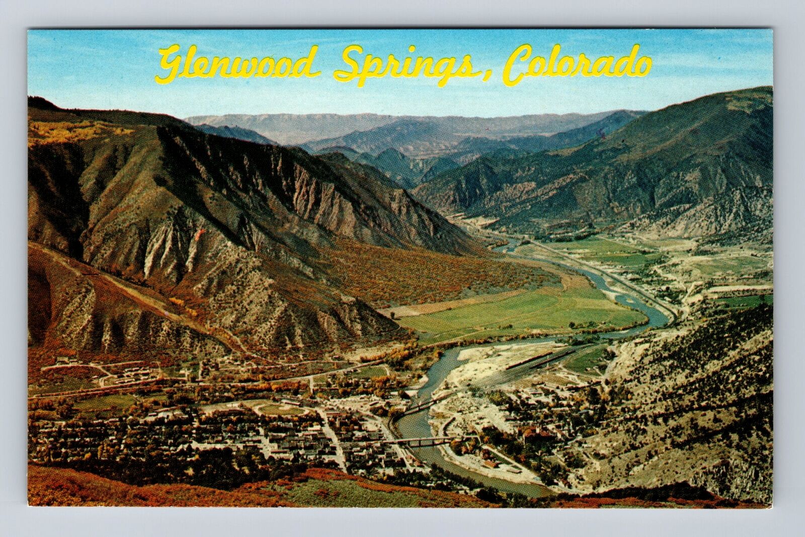 Glenwood Springs CO-Colorado, Red Mountain, Colorado River Vintage Postcard