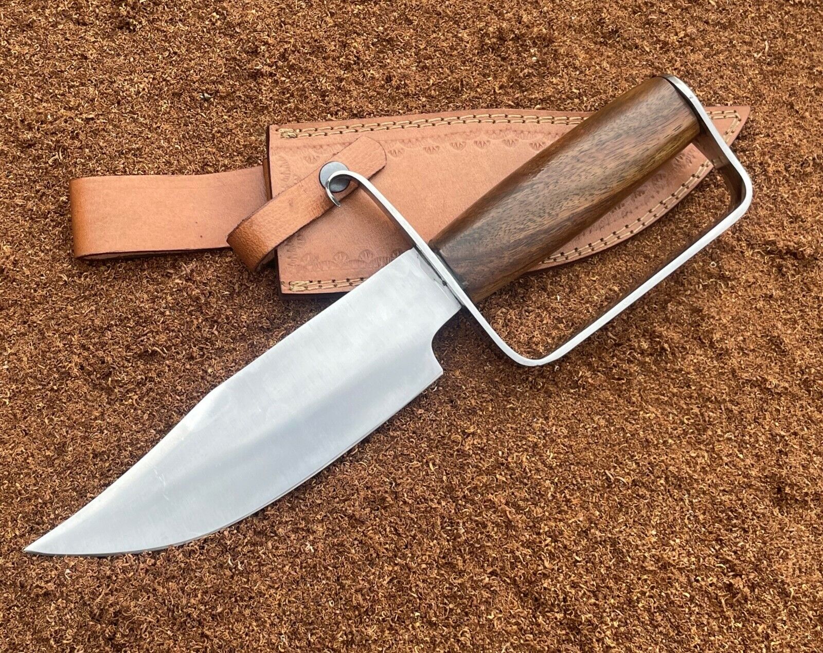Confederate Bowie Knife Custom Made Hand Forged 5160 Spring Steel D Guard Bowie