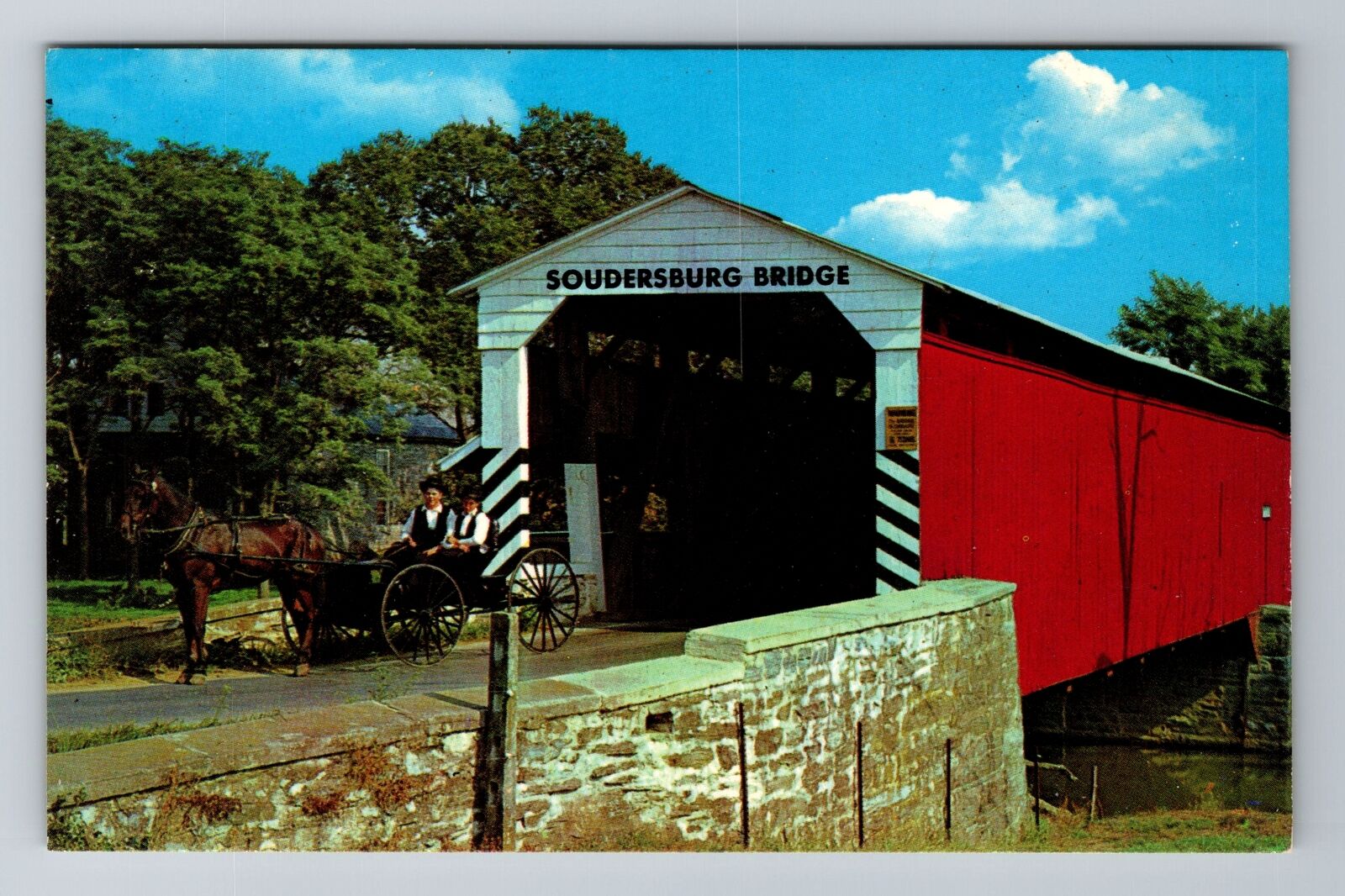 Lancaster PA-Pennsylvania, The Soudersburg Covered Bridge, Vintage Postcard