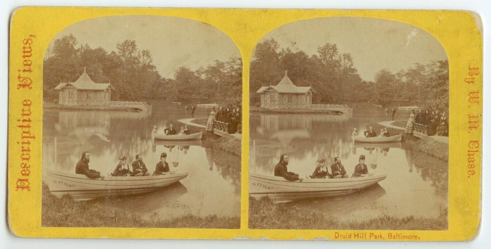 c1880s Baltimore Maryland Druid Hill Park lake boat \