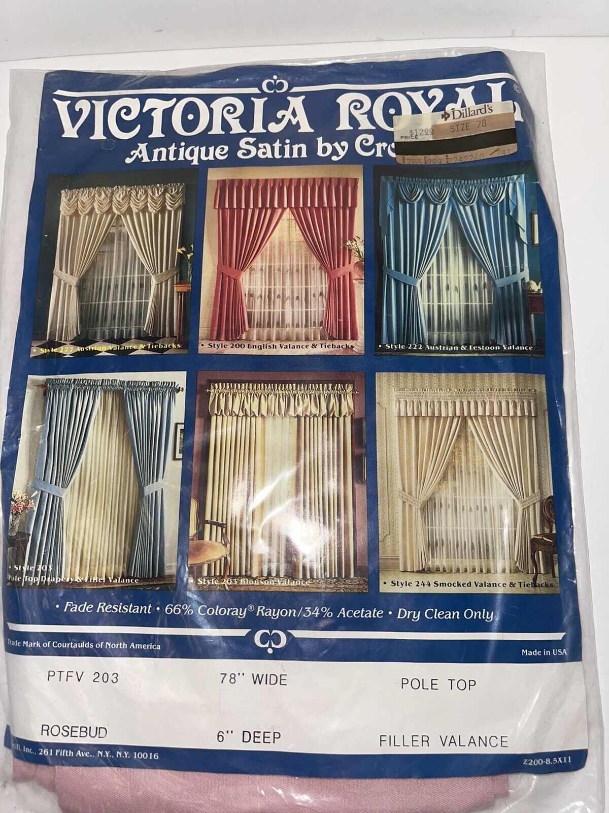 Vintage Victoria Royal Antique Satin By Croscill Rosebud Filler Valance NOS