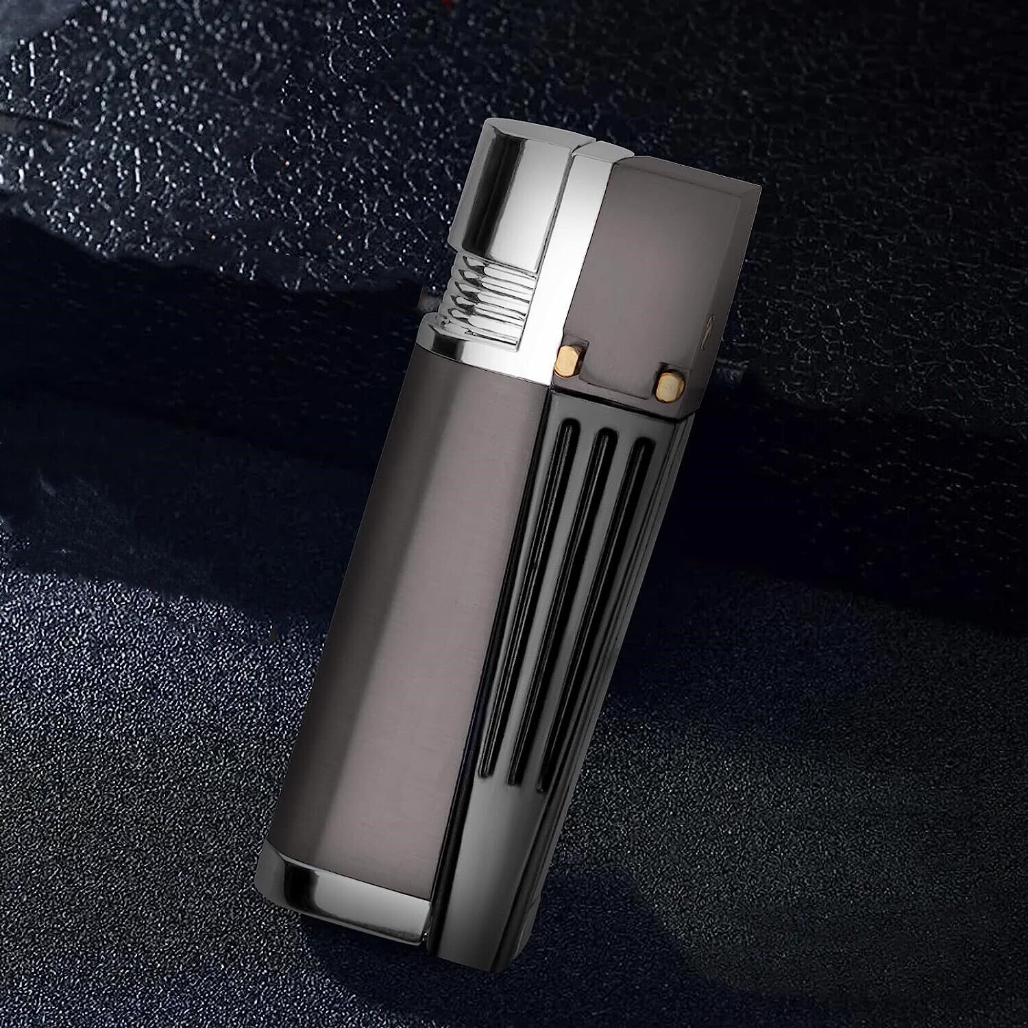 Foldable Metal Lighter Pipe Portable Combination Smoking Lighter 2 in 1 Black