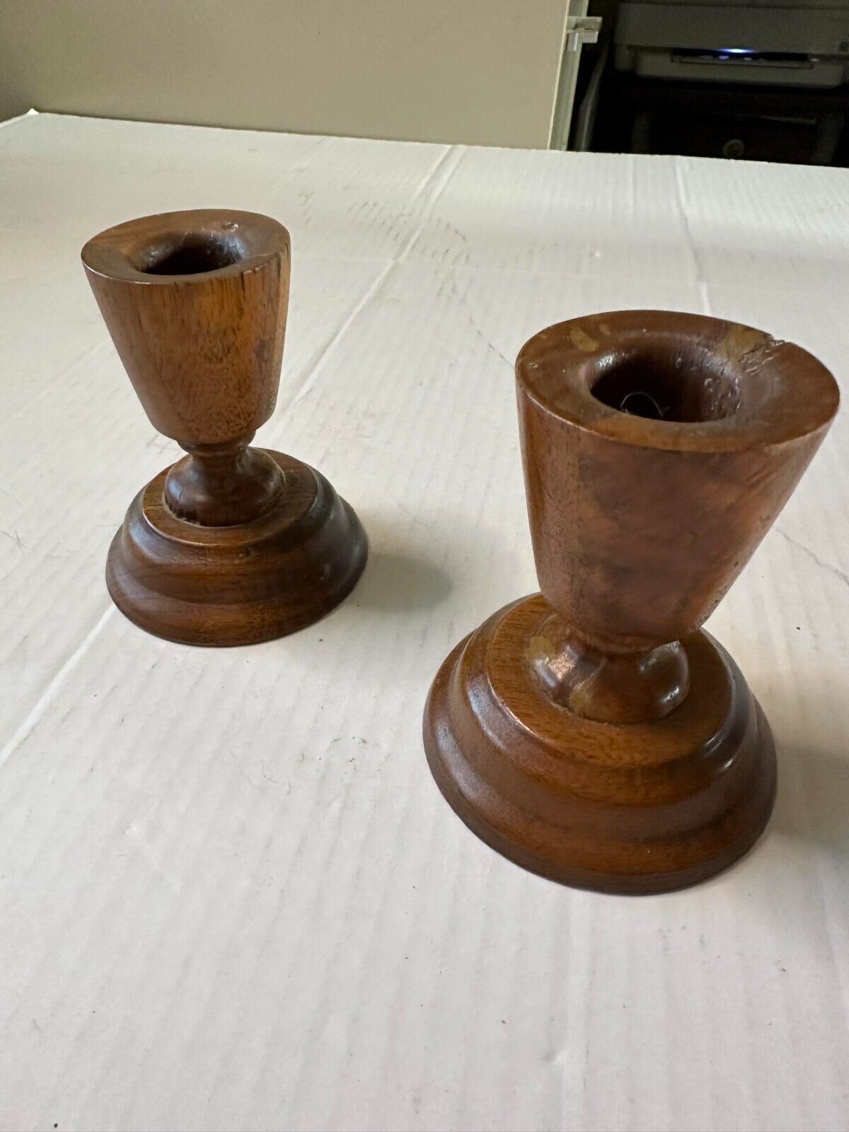 Vintage Wooden Candle Sticks Holders Walnut Bowls Lebanon