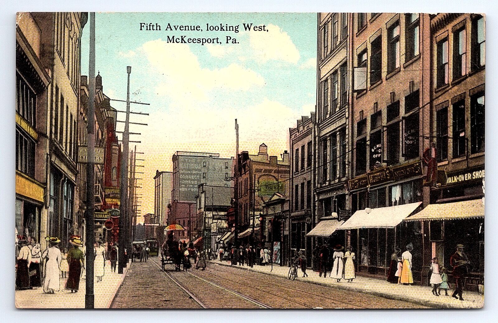 Postcard Fifth Avenue Looking West McKeesport Pennsylvania c.1915