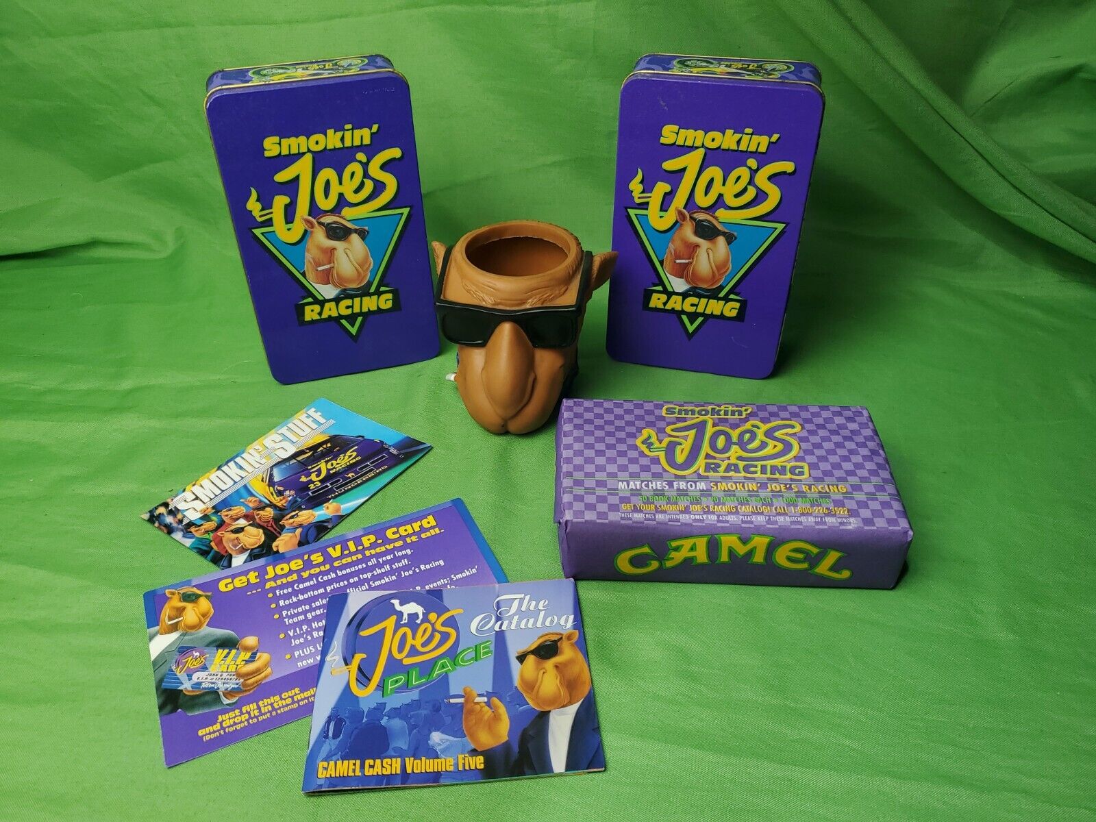 Retired Joe Camel Lot - Plastic Can Koozie 91\', 2 Smokin\' Joe Tins 94\' Original