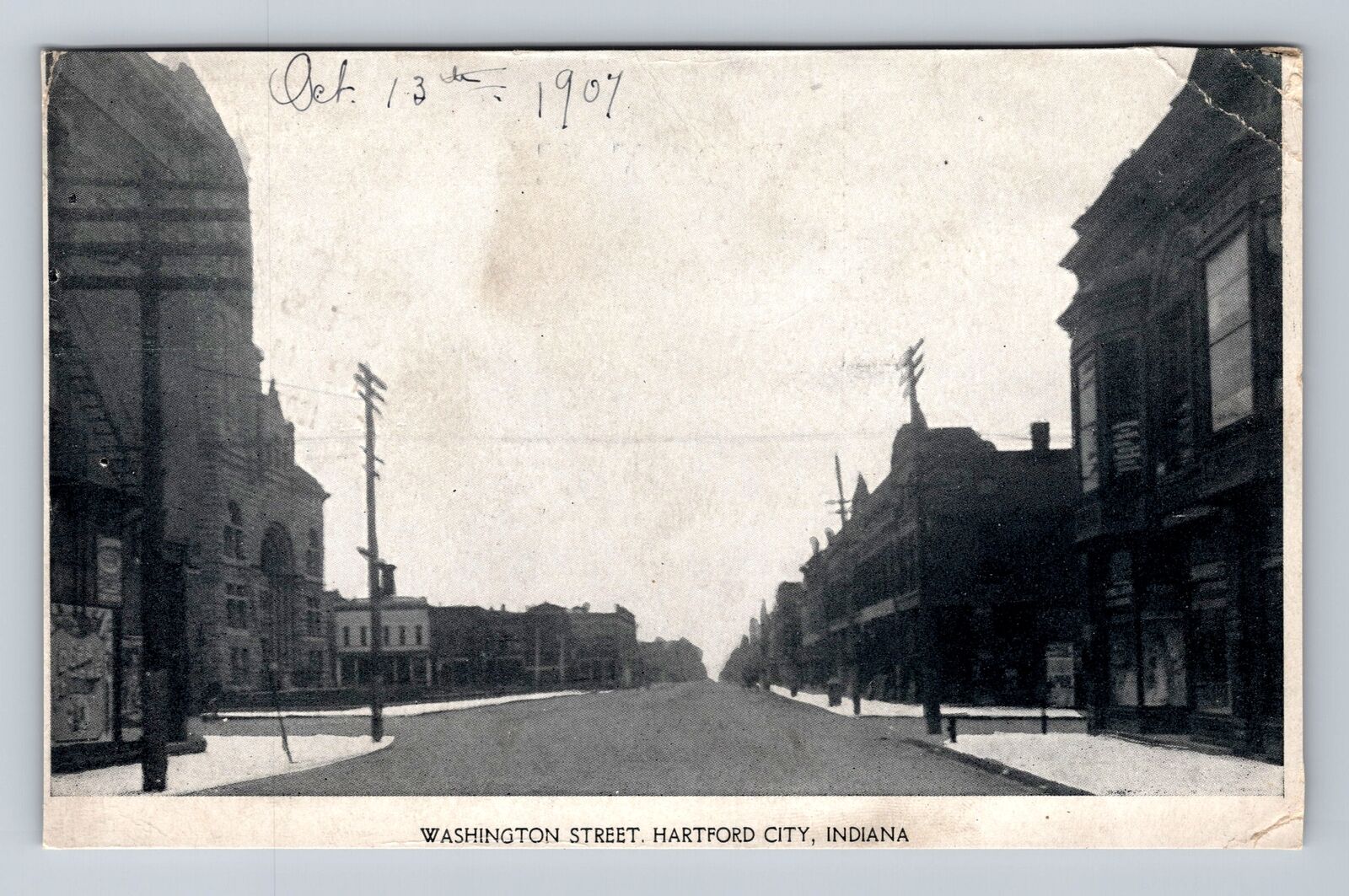 Hartford City IN-Indiana, Business District Washington Street, Vintage Postcard