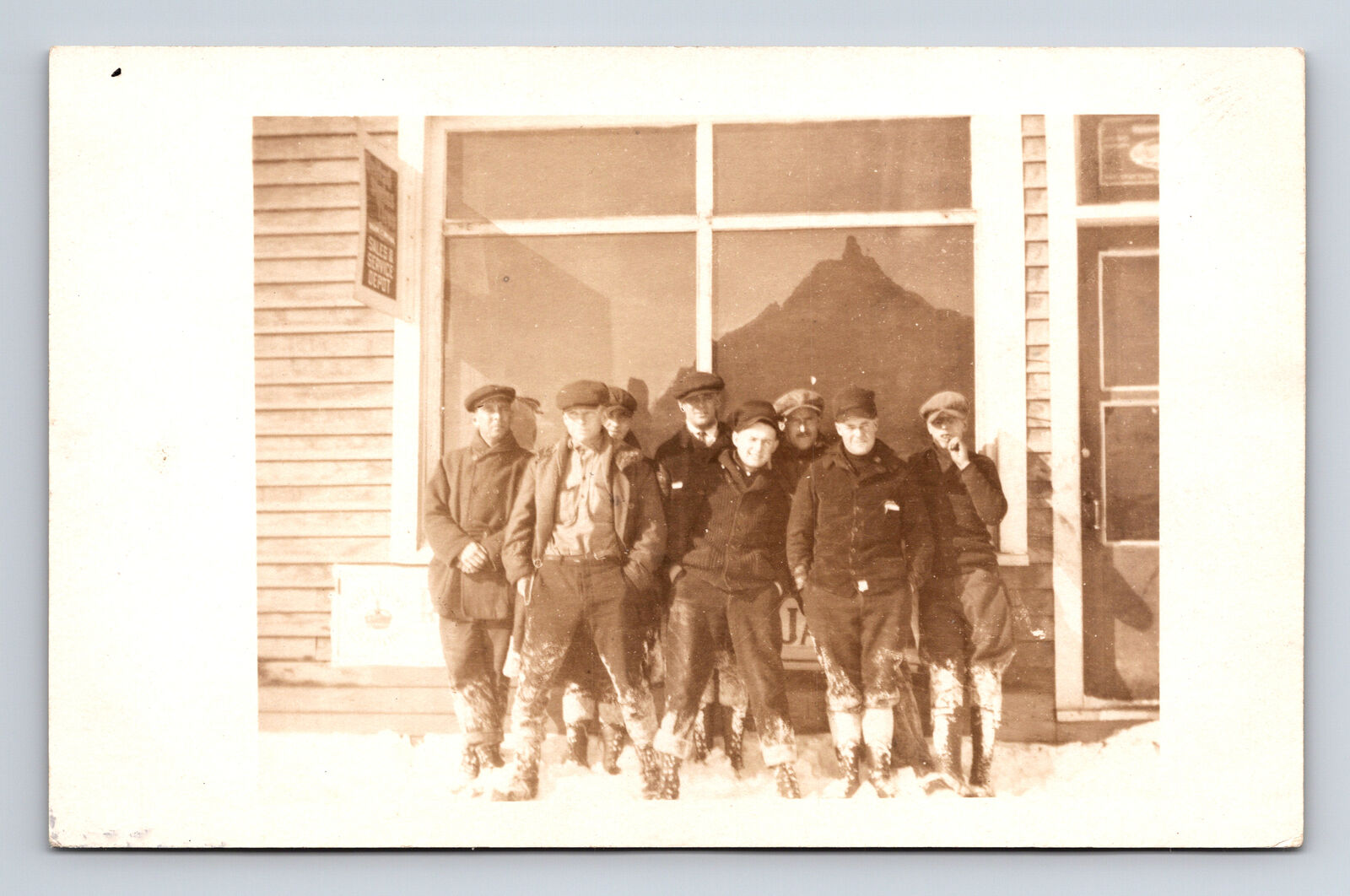 RPPC Portrait of Sno Covered Hikers Possibly Donner Pass Castle Peak? Postcard